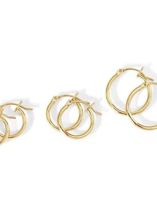 18K Gold Plated 925 Sterling Silver Posts Small Hoop Earrings for Women - Trendy - Picture 3 of 6